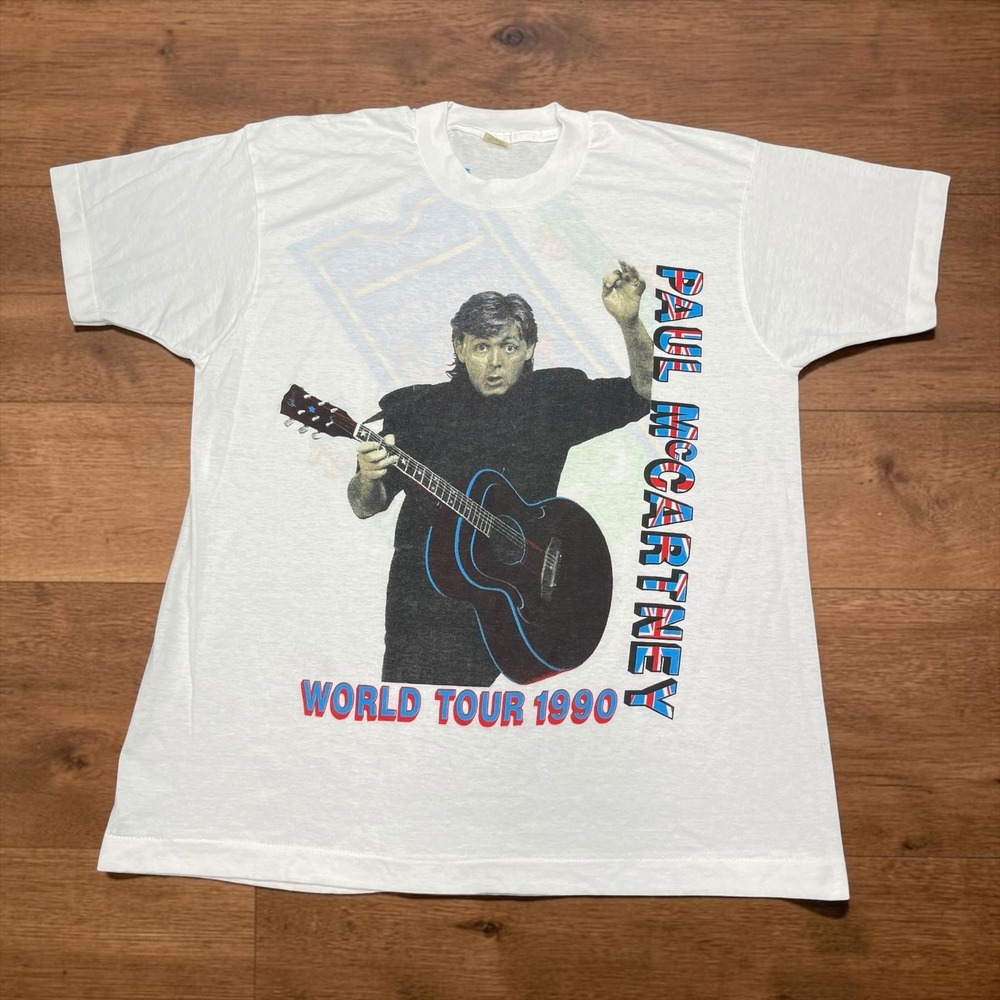 Vintage 1990 Paul McCartney World‎ Tour T-Shirt XL White Single Stitch Made USA